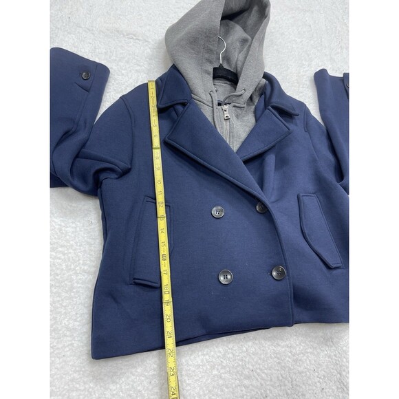 Anthropologie Maeve Peacoat Jacket Navy Women Twofer Hooded Preppy Large NWT - Picture 5 of 15